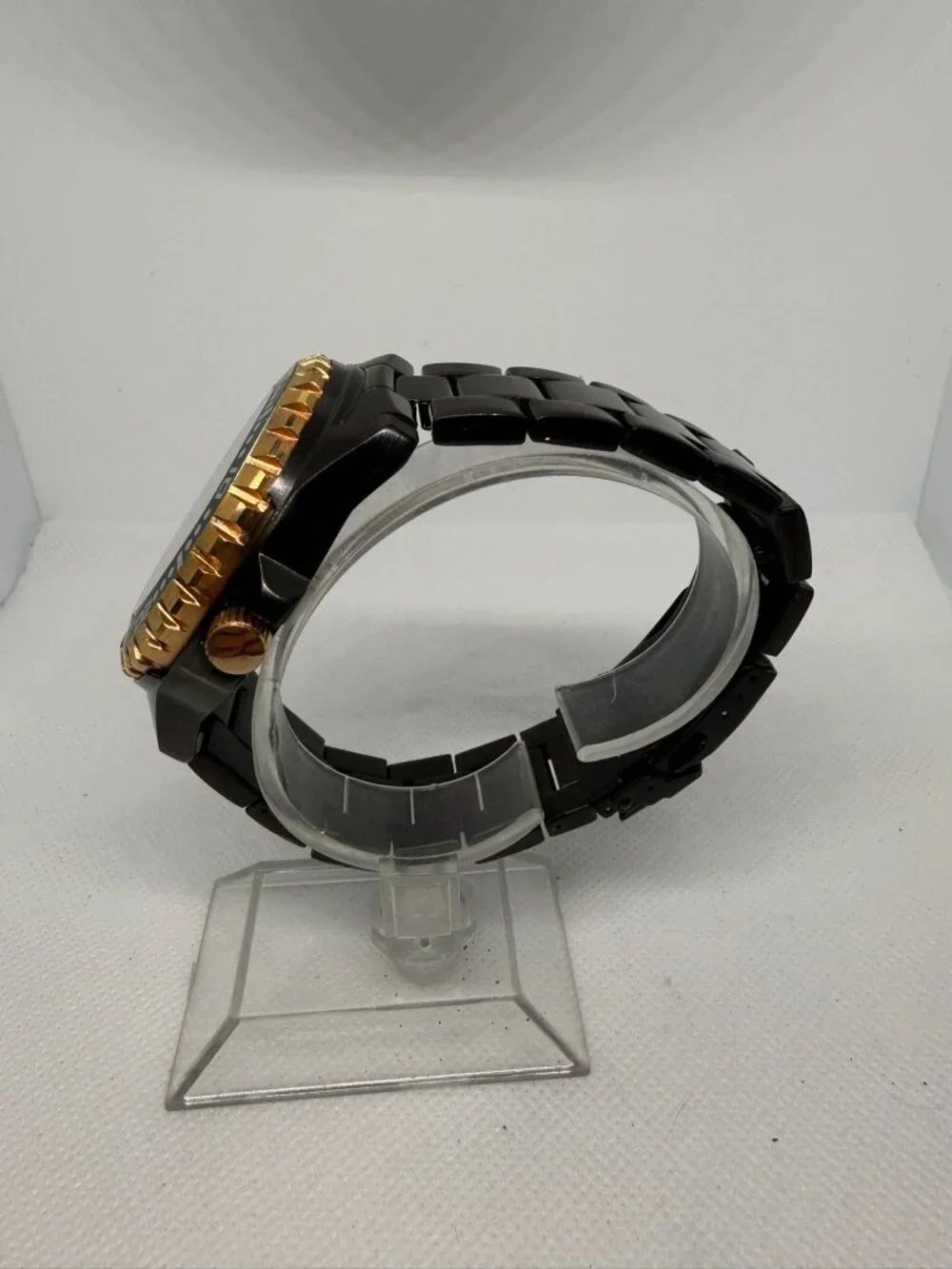 Biden BD014 Men's Chronograph Watch Black Stainless Steel Black & Gold Bezel